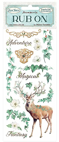 Stamperia DFLRB20 Rub On-Magic Forest-Deer, Multicolour, 10.16 cm x 21.6 cm