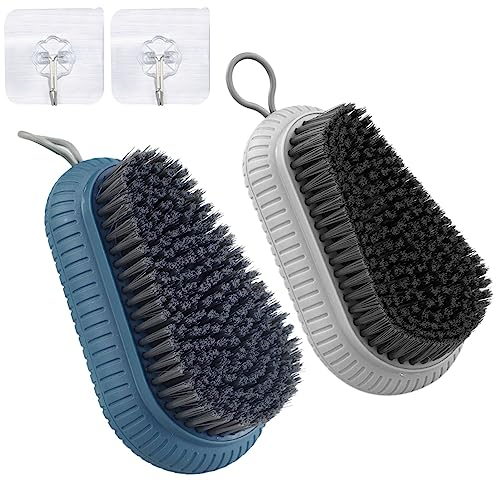 HXMJIED 2PCS Heavy Duty Nail Brush for Cleaning Nails, Nail Duster Brushes for Cleaning Fingernails Hard Bristle Nail Hand Scrub Brush Fingernail Scrub Brush Toes, Attached 2Pcs Adhesive Hooks