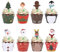 48 Stück Weihnachten Cupcake Topper und Wrappers,Weihnachten Party Dekoration,Christmas Cupcake Deko,Weihnachtsfeier Liefert,Schneemann/Weihnachtsmann/Rentier/Lebkuchenmann/Pinguine