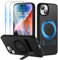Niunisi Magnetic Case for iPhone 15 Case with Stand, Slim Kickstand with Screen Protector Compatible with Magsafe Shockproof Translucent Matte Cases Phone Case Cover 6.1-Inch (2023), Black