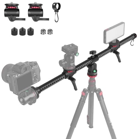 Manbily Overhead Stativ Horizontaler Verlängerungsarm 70cm Drehbares 360° Überkopf 180° Vertikal Stativ Mittelsäulenachse 3/8 - 1/4 Schraube Aluminium Zubehör für Stative Kamera Fotografie Studio