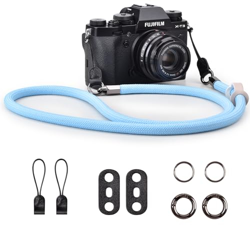 VOVMOEYA Kameragurt Sony Alpha,Kamera Tragegurt aus Seil für Canon EOS Sony A6000 A6400 A7 IV Fujifilm X100V XT5 Nikon Zfc Nackengurt Umhängegurt Schultergurt DSLR Kameragurt - Schwarz