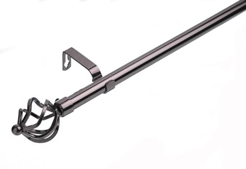 Lister Cartwright 19 mm Extendable Metal Curtain Poles, Black Nickel (Cage Finials, 120-210 cm)