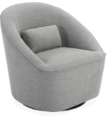 sweeek - Fauteuil pivotant 360° en Tissu Gris Clair. avec Coussin Lana L 80 x P 73 x H77cm