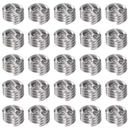 QUARKZMAN 25pz Inserti Filettati 4-40 UNC 1,0D (2,9mm) Manicotto Elicoidale Filo a Spirale Acciaio Inossidabile 304 per Riparazione Fili Legno Plastica