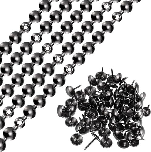 Bandes de clous décoratives de 5 m x 9,5 mm, pour canapé, chaise de jardin, intérieur, avec 100 punaises perdues (gris galvanisé)