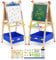 Kids Easel Double-Sided Whiteboard & Chalkboard with Paper Roll Wooden Art Easel Adjustable Height Standing Drawing Board with Storage Bags Letters Numbers for Children Toddlers Boys and Girls