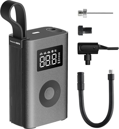 HOTO Compressore Aria Portatile, Pompa Ad Aria Portatile ADV, 150 PSI, Gonfiatore Senza Fili Con Luce LED, Display Digitale, Ricarica USB-C, Ideale Per Auto, Moto, Biciclette, Palla