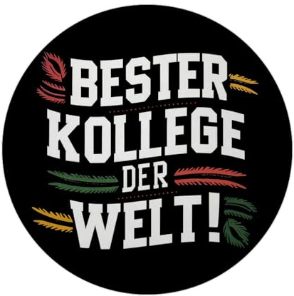 Bester Kollege der Welt - Runder Magnet mit Flaschenöffner schwarzer Hintergrund Schriftzug Bester Kollege der Welt Illustration