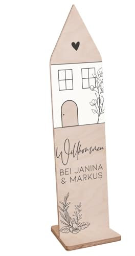 Herz & Heim® Dekoration Holz Aufsteller - Willkommen - personalisiert