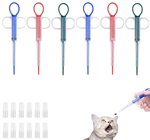 6 Stücke Tabletteneingeber Katze - Einfaches und Sicheres Verabreichen von Tabletten für Katzen und Kleine Haustiere, Tablet Feeder Krankenpflege Pusher Shooter Pills Feeder für Katzen kleine Hunde