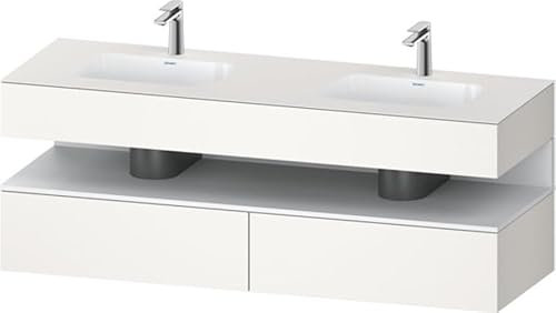 Duravit Qatego Einbauwaschtisch mit Konsolenwaschtischunterbau, 1600x550x600mm, Nische Weiß Matt, Doppelwaschtisch, QA4797018840010, Farbe: Weiß