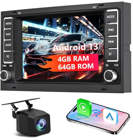 Autoradio für VW Touareg 2004-2011,für T5 Multivan 2004-2009 mit Wireless Carplay&Android Auto, 7 Zoll Autoradio mit WiFi/GPS Navigation/Rückfahrkamera/SWC 4G+64G
