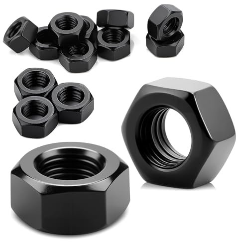 Pyroclasia 30 Pcs Tuercas Hexagonales M5 Negro Galvanizado Acero Tuercas de Seguridad Hexagonales para Tornillos Arandelas Varillas Roscadas Pernos Acoplamientos y Fijaciones