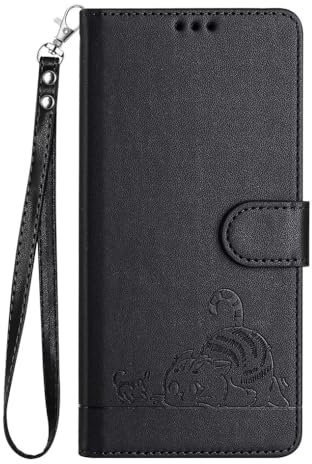 SEAHAI Coque pour Ulefone Note 20 Pro Étui Portefeuille, Mignon Chat Embossée Premium PU Cuir Flip Antichoc Housse avec Support/RFID Blocage/Fentes pour Cartes, Noir