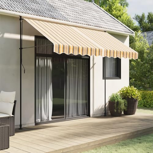 Gecheer Tessuto di Ricambio per Tenda Strisce Multicolore 3x2,5 m,Tela di Ricambio,Tenda da Sole,Tela per Tenda Esterno Sole,Balcone,Patio,Terrazzo,Giardino,P367734