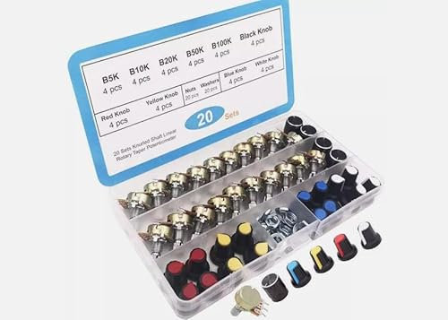 20Pcs WH148 B5K B10K B20K B50K B100K Ohm Potentiometer Knob Linear Potentiometer 3 Cap