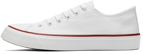 Ladies Canvas Shoes Low Top Trainers for Women Men Classic Lace Up Sneakers Canvas Plimsolls Pumps Casual Tennis Shoes White