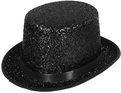 powerking Top Hats for Men Women Adults, Shiny Tuxedo Costume Magician Hat Victorian Dress Up Christmas Topper Hats, Fancy Dress Party Headwear Accessory，Black