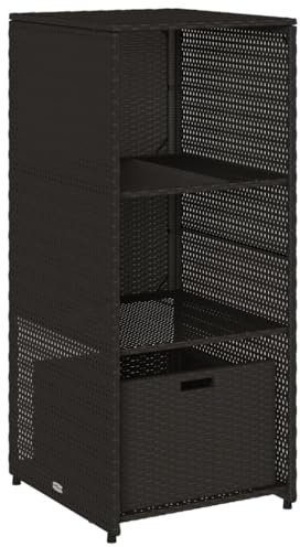 SDWEHO7 Geräteschuppen Gartenschrank PE Rattan Geräteschrank Werkzeugschrank Gartenbox Outdoor Schrank für Garten, Terrasse & Balkon, Schwarz 50x55x115 cm