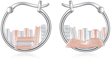 POPLYKE S925 Sterling Silber Buch Ohrringe Damen Buch Creolen 16mm Buchschmuck