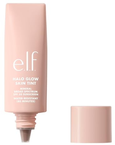 e.l.f. Halo Glow Skin Tint SPF 50, getönte Feuchtigkeitspflege mit leichter, aufbaubarer Deckkraft für einen natürlichen Glow, vegan und tierversuchsfrei, 14 Deep Warm