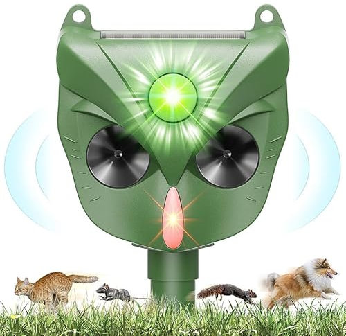 Repellente per Gatti, Ultrasuoni Repellente Gatti Solare con Flash LED, Repellente Impermeabile per Giardini, Efficace Contro Piccioni, Uccelli, Martore, Volpi, Ratti