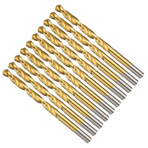 CoCud 6.7mm Drill Bit 17/64 Cutting Diameter 4241 HSS for Wood 10-Pieces | TiN Coated 118° Cutting Angle Versatile Jobber Bits - (Applications: for Drilling Plastic Wood Soft Thin Metal