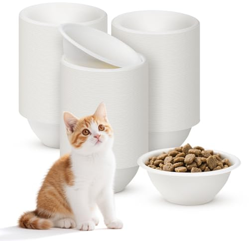 Disposable Pet Bowls, 200pcs White Pet Disposable Feeding Bowls For Kittens, Puppies, Wet And Dry Food (220ml/8Oz)