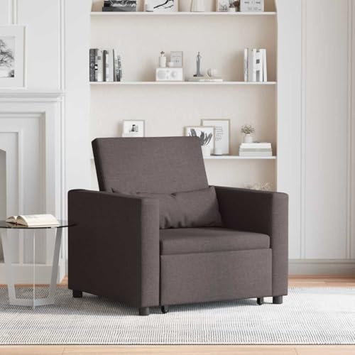 KTHLBRH Schlafsofa für Einzelbett, Dunkelbraun, 3-in-1, multifunktionales Möbelstück für kleine Räume, 90 x 165 x 87 cm, Stoff