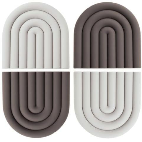 Tischsets Abwaschbar 4er Set, Silikon Topflappen Topfuntersetzer, Anmut Silikon Untersetzer, Hitzebeständigerung rutschfest für Pfannen, Töpfe, Tasse, Pfannenschoner und noch mehr Heimdekorationen