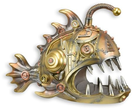 aubaho Steampunk-Figur Laternenfisch aus Kunstharz Replikat Retro Design Dekoration