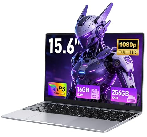 FUNYET 2026 Ordinateur Portable,15.6 Pc Portable 2 Cœurs 16Go RAM 256Go SSD Extension TF 1To,(Processeur M3-6Y30, 5000mAh),IPS 1920×1080 Win 11 Laptop avec HDMI, USB3.0, WIFI5, BT4.2, Clavier QWERTY