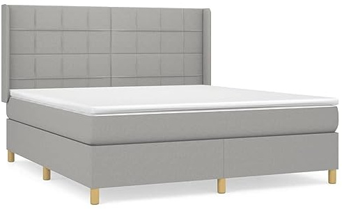 XHNIFBN Boxspringbett mit Matratze Hellgrau 180x200 cm Lederoptik Taschenfederkern Höhenverstellbare Kopfstütze Modernes Design & mittelharte Unterstützung für Schlafzimmer Wohnumgebungen
