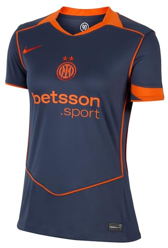 NIKE Inter Mailand 2025/26 Stadium Third Dri-Fit Total 90 Replika-Fußballtrikot Für Damen, Thunder Blue/Safety Orange/Safety Orange, HM3243-438, L