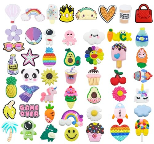 ZXTGBQ 50 Pcs Pins Para Crocs, Adornos Para Zapatos Pin Crocs Charms Accesorios, Pines Croc, DecoracióN De Zapatos Pararegalos De NiñOs Y Adultos Fiesta CumpleañOs, Shoe Charm Accesorios Diy