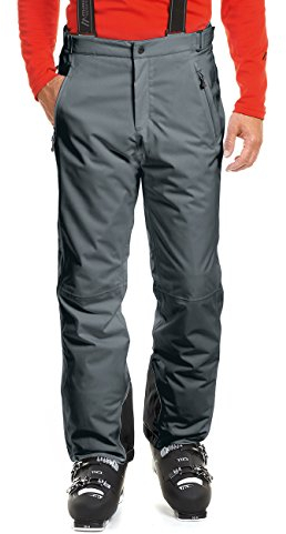 Maier Sports Anton 2, Herren Skihose, Wasserdichte Schneehose mit Hosenträgern, Stretchmaterial und verstellbarer Bund, PFC-frei, mTHERM Wattierung & mTEX Wetterschutz, Grau, Gr. 48 (W33/L32)