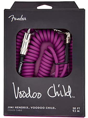 Fender Hendrix Voodoo Child Cable para Instrumentos en Espiral, Recto/Angulado, 30', Color Morado