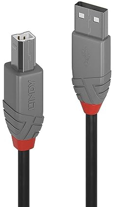 LINDY - Cavo USB 2.0 Tipo A a USB Tipo B, Cavetto USB Anthra Line 1 Metro, Tipo Maschio A/B, Velocità di Trasferimento Dati Speed Fino a 480Mbps per Tastiera, Stampante, Fotocamera, Hard Disk