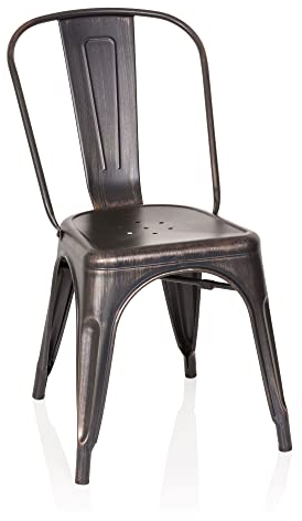hjh OFFICE 645036 Bistrostuhl VANTAGGIO Comfort Metall Schwarz/Gold im Industry-Design, stapelbar