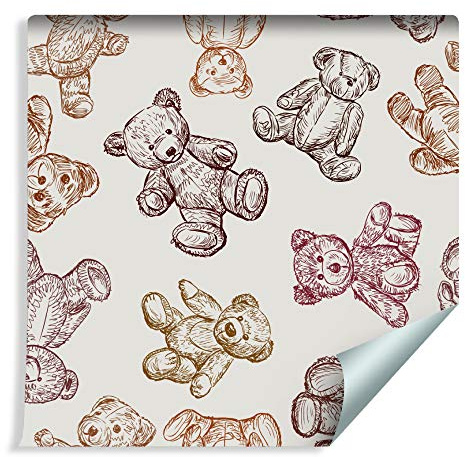 Muralo Papier Peint Enfant - Ours en Peluche - 10m x 53 cm | Tapisserie murale vinyle lavable, pose facile, motif haute définition - univers enfant pour chambre et jeux