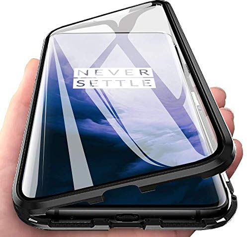 Wishcover Magnetisch Für Huawei P40 Hülle, Vollbildabdeckung Gehärtetem Glas mit Magnetischer Adsorptionskasten Metall Rahmen 360 Grad Komplett Schutzhülle für Huawei P40 (Huawei P40 Lite, Schwarz)