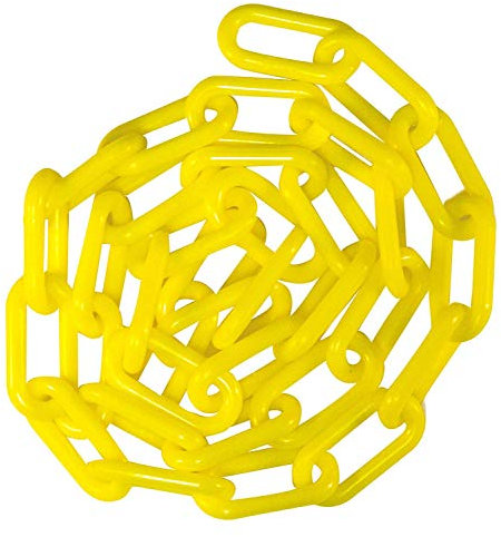 Kunststoff Absperrkette Parkplatz Barriere Straße Kunststoffkette Gefahrenkette Kettenglied schwarz/rot/weiß/gelb, 5m/8m/10m (10mm x 10m, gelb)