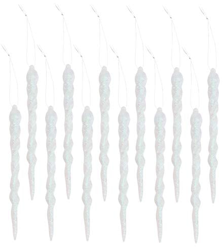 Amosfun 12Pcs Weihnachtsbaum Eiszapfen Ornamente Verdreht Durchsichtige Plastik Eiszapfen Tropfen Ornamente Weihnachtsbaum Eiszapfen Hängen für DIY Gartenparty Hochzeit (Zufällige Farbe)