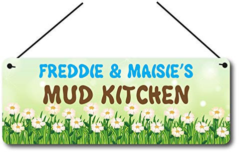 Maggie-mais Personalised Mud Kitchen Sign Metal Plaque Gifts, Bar,