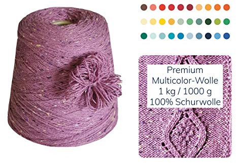 1 kg Strickwolle Multicolor Farbverlauf Schurwolle Merinowolle Handstrick günstige Wolle zum Stricken Häkeln Sockenwolle Garn 1000g Nadel 3 3,5 4 - Rosa Altrosa