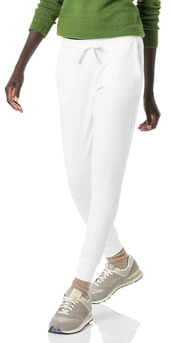 Amazon Essentials Damen Fleece-Jogginghose Mit Bündchen (In Übergrößen Erhältlich), Weiß, S