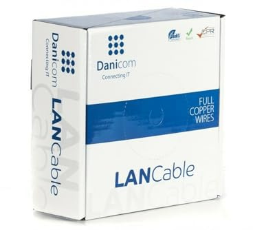 Danicom CAT5E FTP 50m - flexibel - PVC (Fca), POE, Ethernet, LAN, Patchkabel, Datenkabel, RJ45 - für Serverschränke, Switches, Router, Modems!