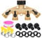 Sdoppiatore Tubo Giardino, RoseFlower Distributore Rubinetto a 4 Vie in Ottone con 4 Adattatore per Connettore e 8 Rondella - 3/4 Tubo da Giardino Splitter Idoneo per Impianto Irrigazione Giardino