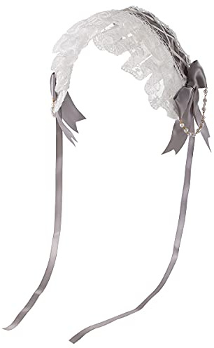 COSDREAMER Frauen DienstFrauen Cosplay Stirnband Spitze Blume Kopfbedeckung (Grau)